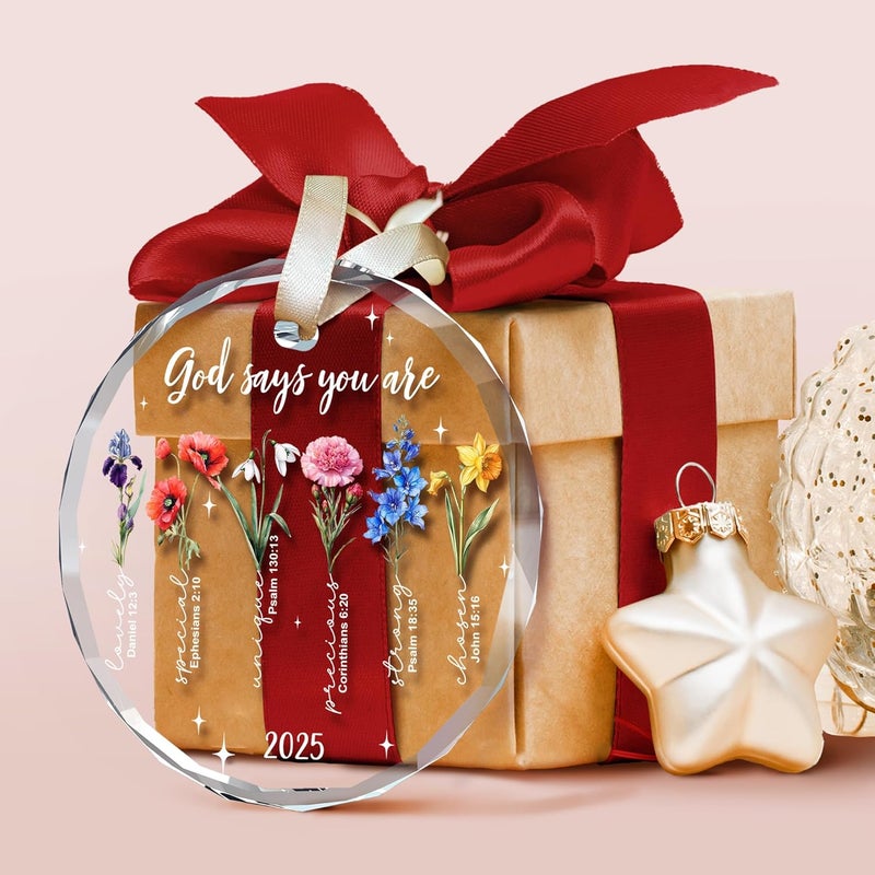 TEEBIM Christian Christmas Ornaments - Religious Christmas Ornaments for Women - Christian Gifts for Women - Religious Bible Verse Jesus Inspirational Faith Ornament for Tree - Glass Ornament - Image 3